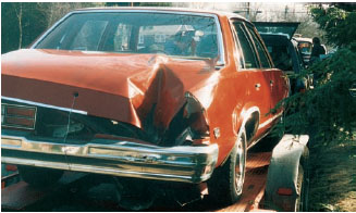 Meteorite collision with an automobile