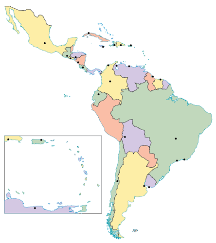 Middle and South America - Cities